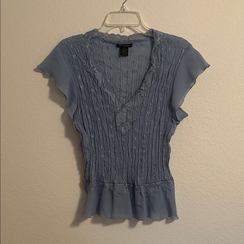 Sunny Taylor Light Blue Textured Blouse